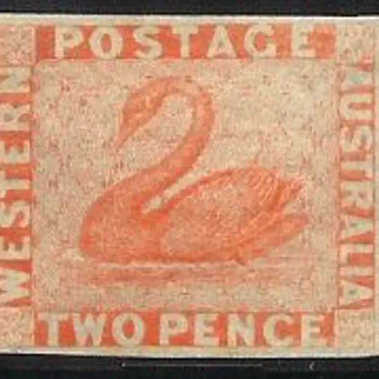 1860 2d orange-vermilion imperf swan. 4 complete ...