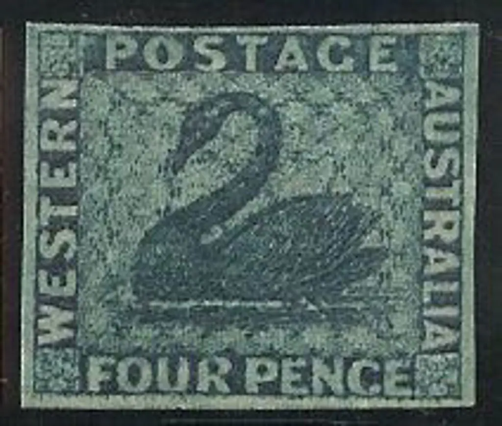1860 4d deep blue imperf swan. 4 full even ... Image 1++