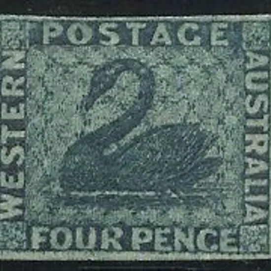 1860 4d deep blue imperf swan. 4 full even ...