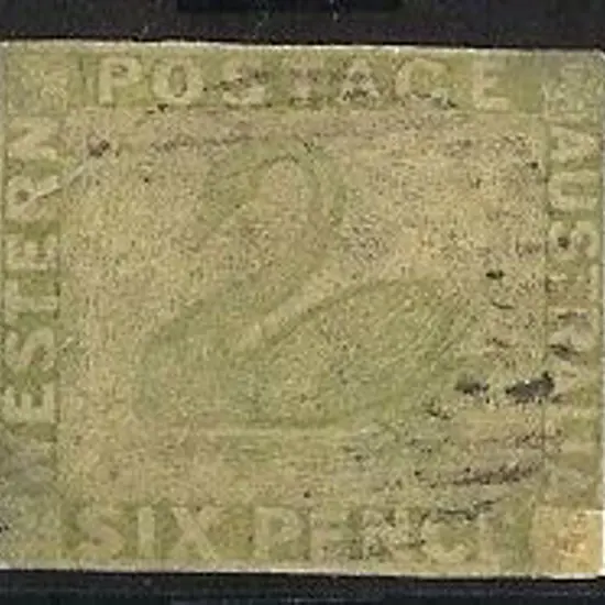 1861 6d sage green imperforate swan with 4 close ...