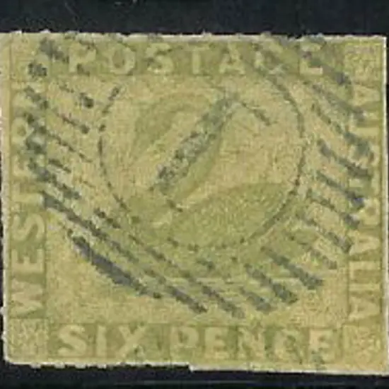 1860 6d sage green rouletted swan with 15 bar1 ...