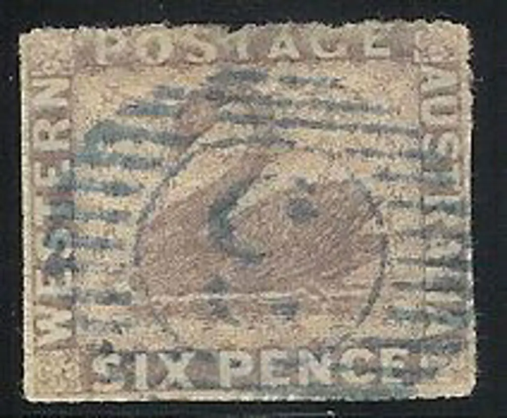 1861 6d purple on blued paper. Rough perfs but ... Image 1++
