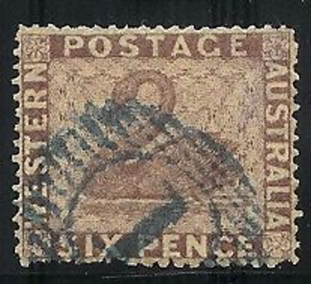 1861 6d purple-brown swan clean cut & beautifully ... Image 1++