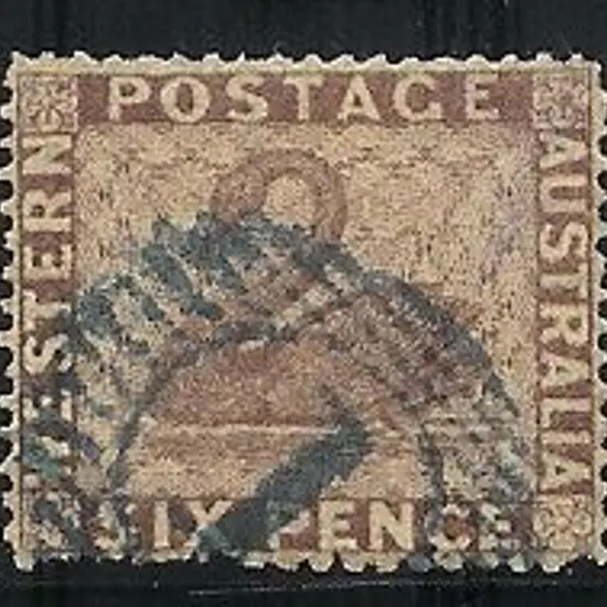 1861 6d purple-brown swan clean cut & beautifully ...
