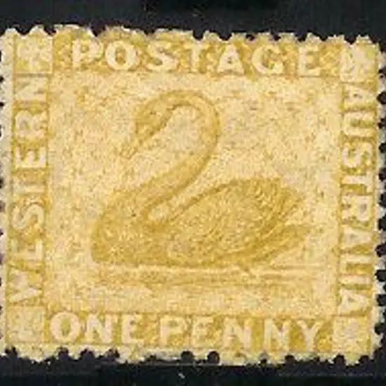 1874 1d yellow-ochre swan wmk Crown CC perf 12 ½ . ...