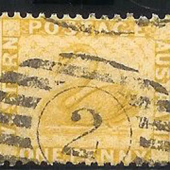 1883 1d yellow-ochre swan F/U with 9 bar 2 Perth ...