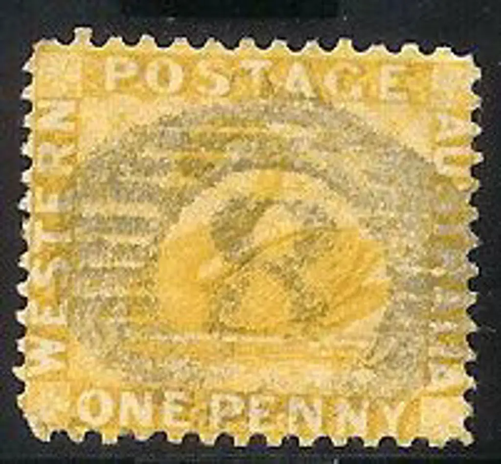 1883 1d yellow-ochre swan with neat 15 bar 8 ... Image 1++