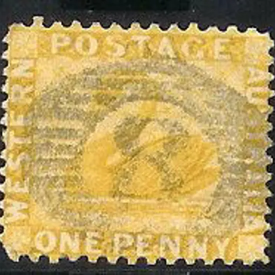 1883 1d yellow-ochre swan with neat 15 bar 8 ...