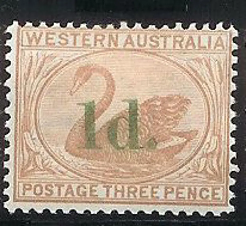 1855 1d surcharge on 3d brown swans: SG 91 pale ... Image 1++