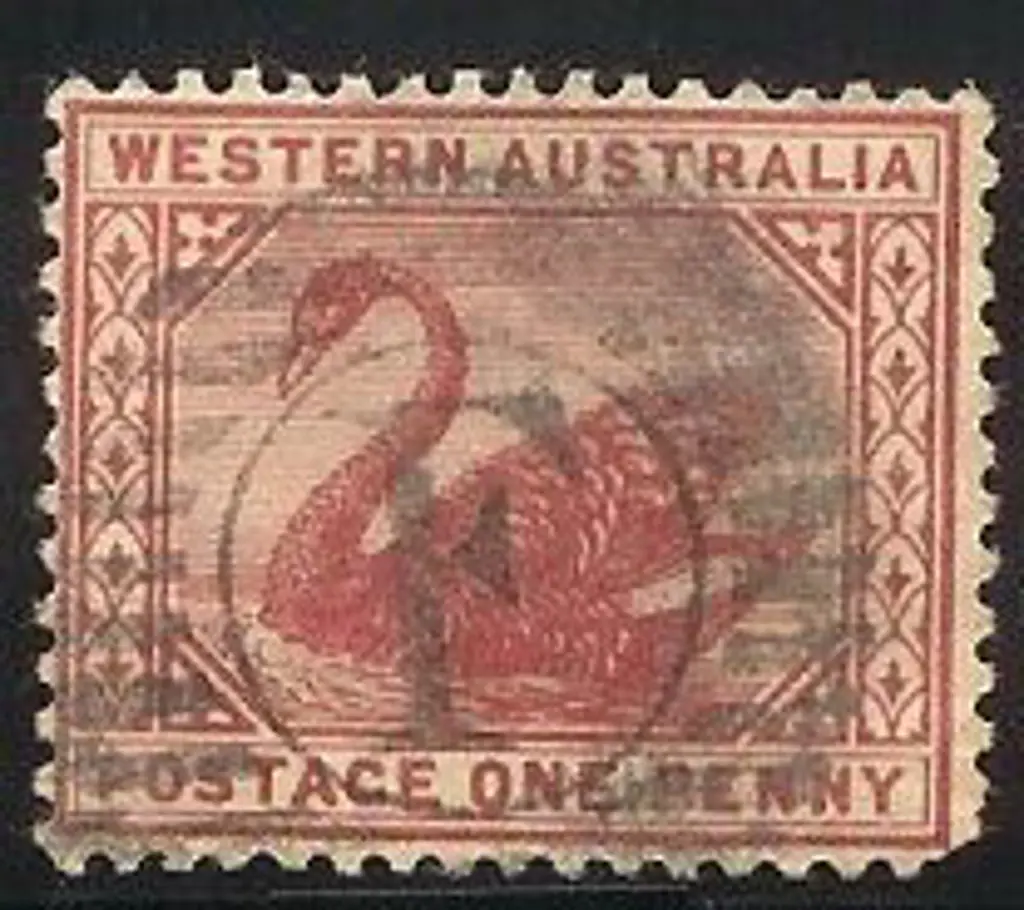 1890 1d carmine wmk Crown CA inverted (S/W left) ... Image 1++