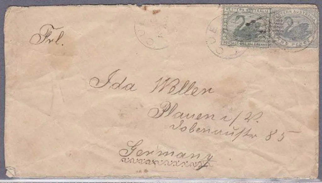 Cue 3b-d for 12 Aug 1898 on 2d & ½d swans to ... Image 1++