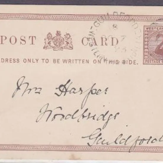 Guildford DxL 2b for 7th Oct 1893 on ½d swan ...
