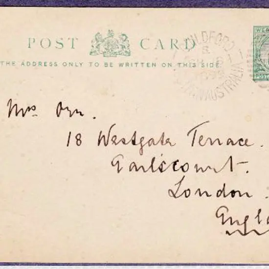 Guildford DxPO in B for 18 Sep 1899 on 1½d on 3d ...