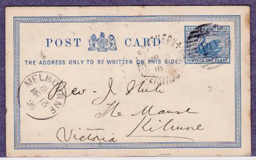 Southern Cross DxPO in B for 9 Mar 1896 on 1d blue ... Image 1++