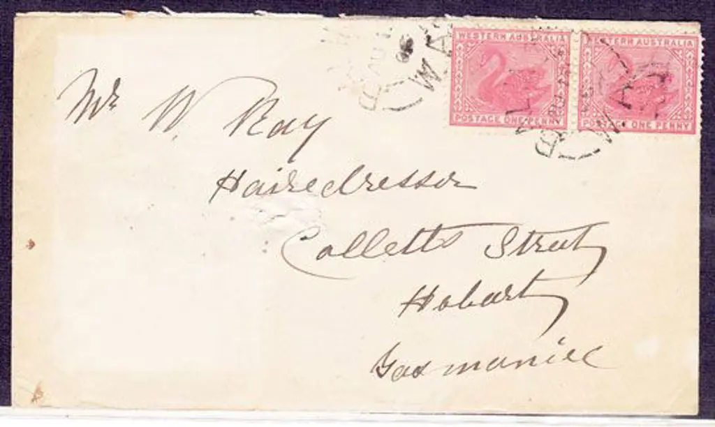 Balingup 2b dated 17 Aug 1903 tied to pair 1d red ... Image 1++