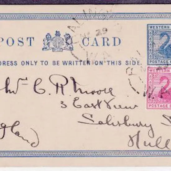 BALINGUP 2b dated 29 Nov 1901 on 1d Postcard (PC2) ...