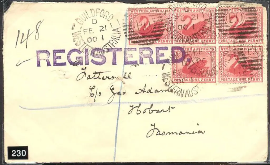 GUILDFORD 21 Feb 1901 DxPO in D tied to 5 x 1d red ... Image 1++
