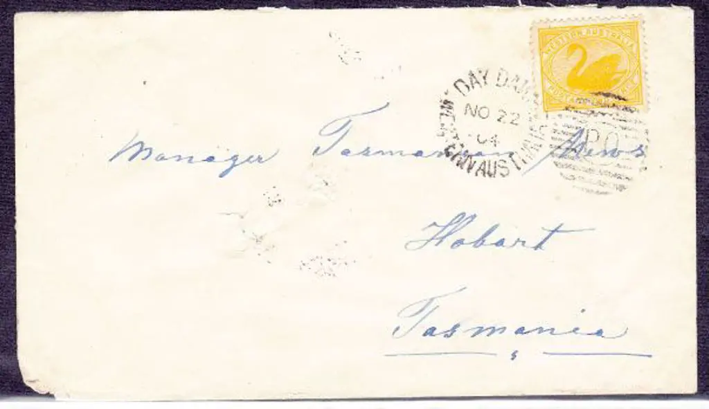 Day Dawn DxPO dated 22 Nov 1904 on 2d yellow swan. ... Image 1++