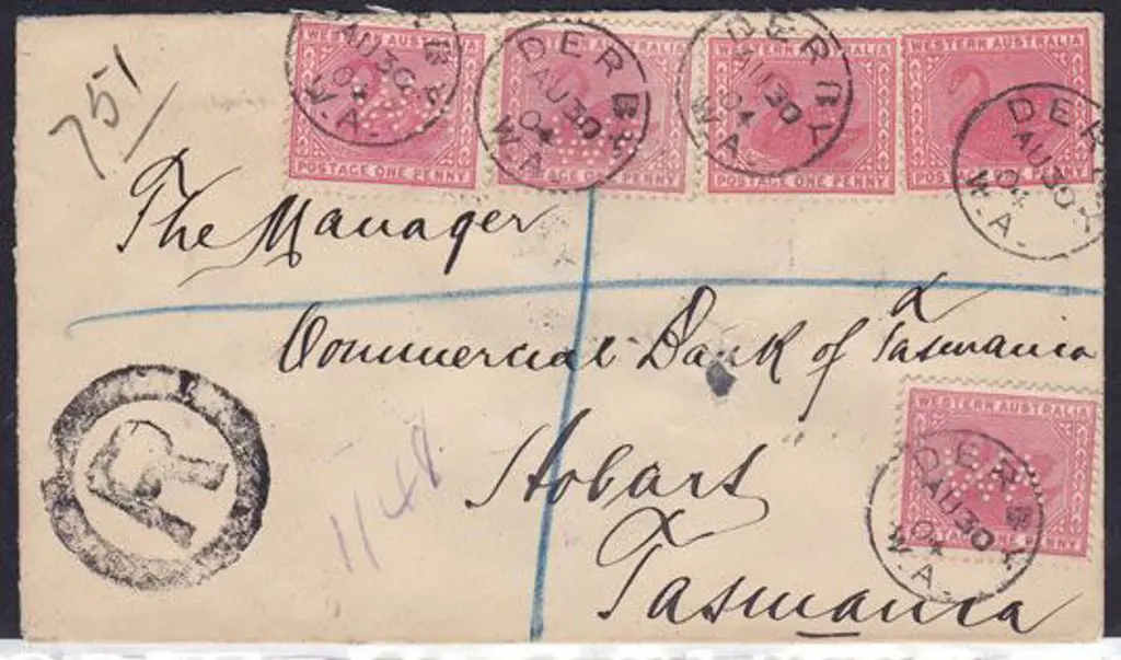 Derby 3b dated 30 Aug 1904. 5 strikes cancelling 5 ... Image 1++