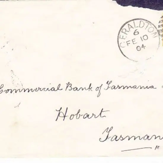 Geraldton DxPO in 6 for 10 Feb 1904 on cover ...
