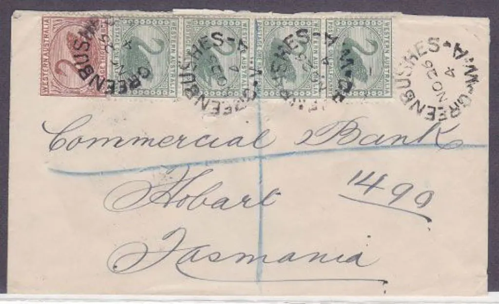 Green Bushes 2c. Four strikes dated 26 Nov 1904 on ... Image 1++