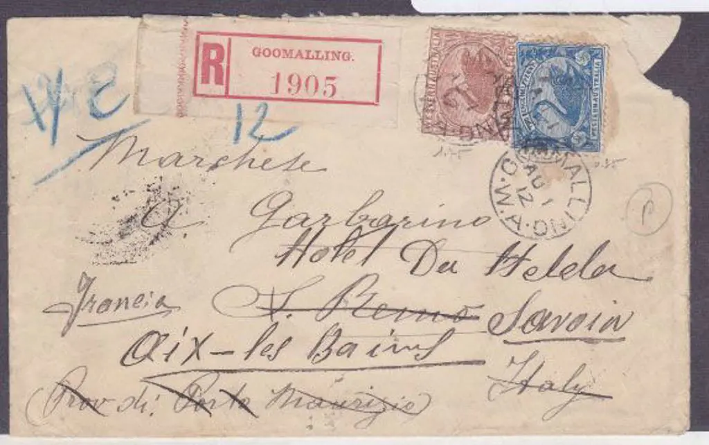 Goomaling 3b dated 1 Aug 1912 tied to 3d & 2½d ... Image 1++