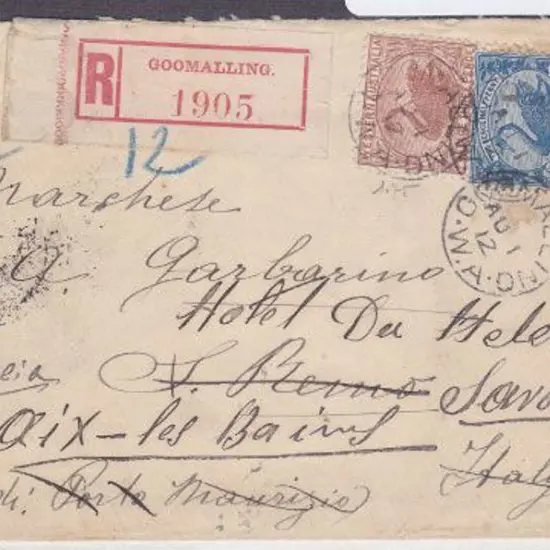 Goomaling 3b dated 1 Aug 1912 tied to 3d & 2½d ...