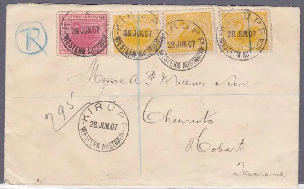 Kirrup A25 for 28 Jun 1907 tied to 1d & 3 x 2d ... Image 1++