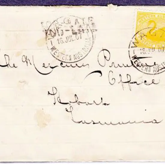 Wagin A25 for 16 Jul 1907 tied to 2d yellow swan ...