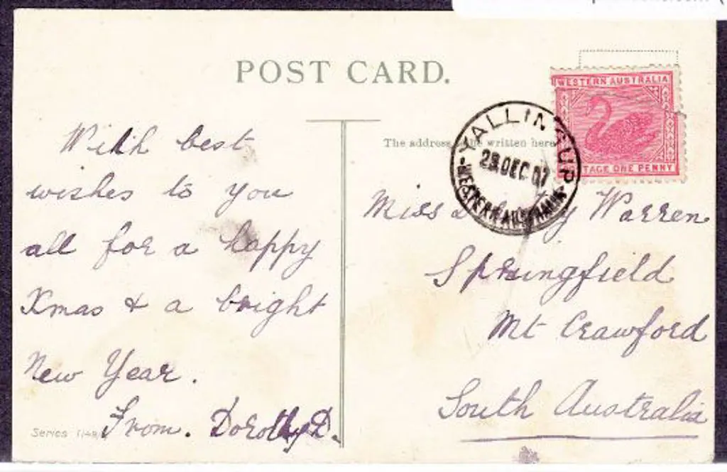Yallingup A25 for 23 Dec 1907 on "Farm scene" ... Image 1++