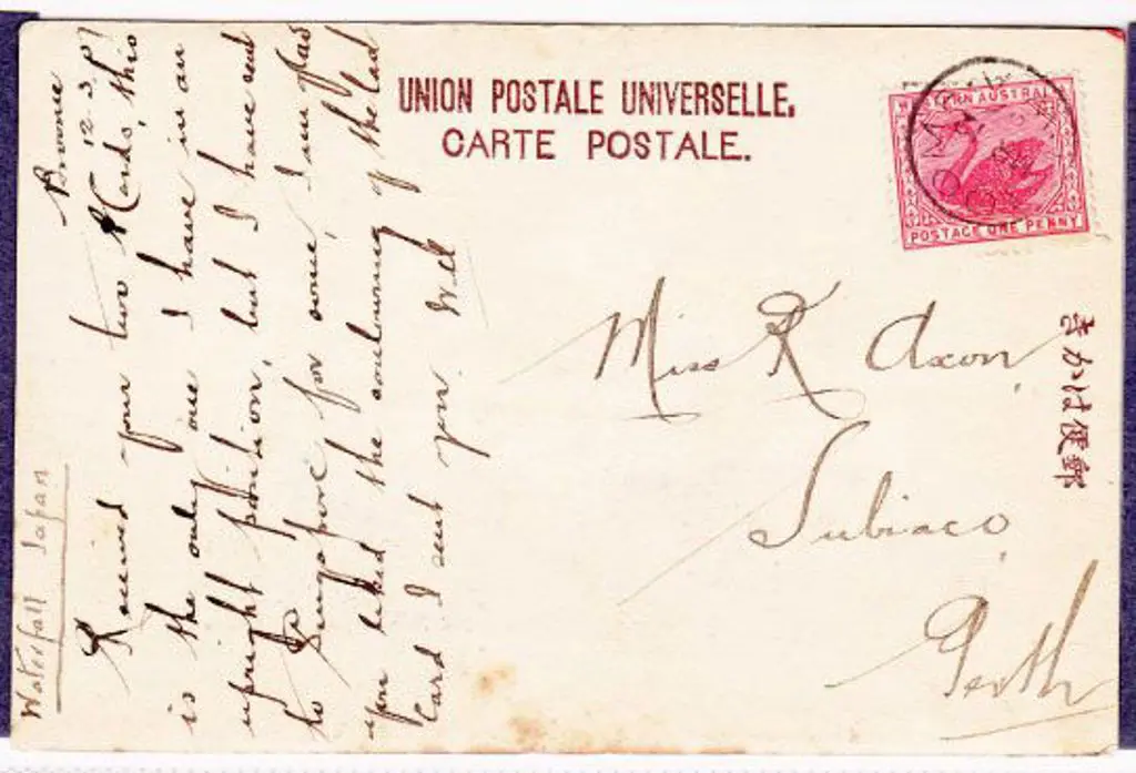 1907 (12th Mar) Broome cds tieing 1d swan to ... Image 1++