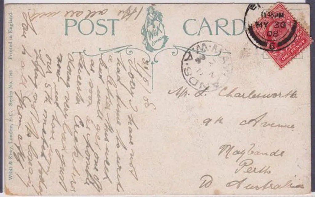 1908 (30th May) Ship themed PPC posted England ... Image 1++
