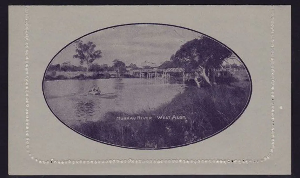 1915 1d KGV die 1 Murray River WA Lettercard. Fine ... Image 1++