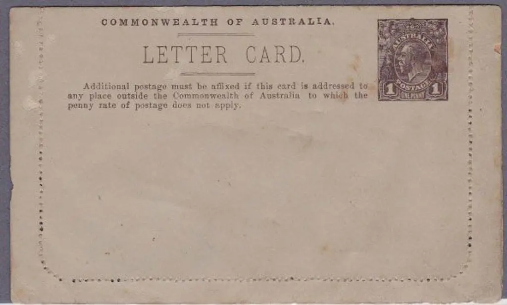 1915 1d KGV die 1 Murray River WA Lettercard. ... Image 1++