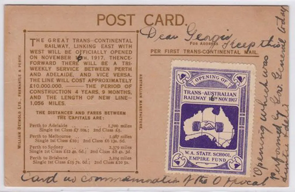1917 Trans-Australian Railway Opening - WA State ... Image 1++