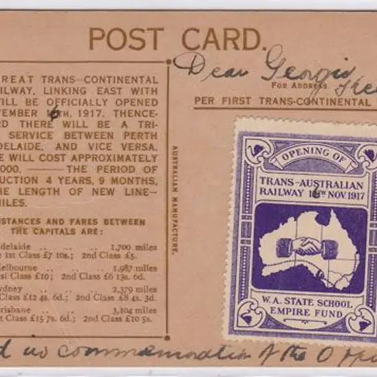 1917 Trans-Australian Railway Opening - WA State ...