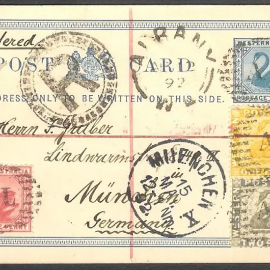 Albany 12 Apr 1892  PC 2 to Germany. 11 Bar  AL ...
