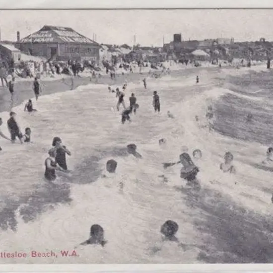 Cottesloe Beach B/White photo. Divided back. ...
