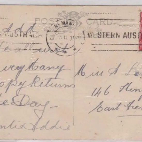 1913 (27th Jan) 1d KGV  with Fremantle roller ...