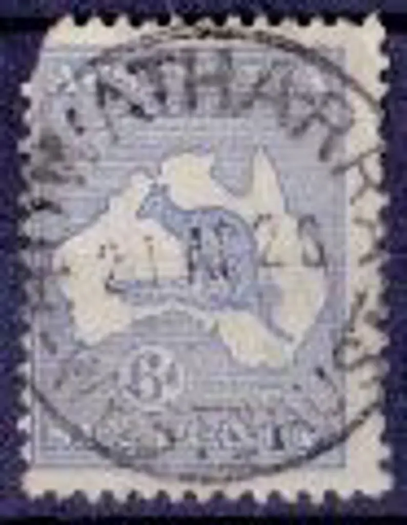 Howatharra B28 on 3rd wmk 6d blue kangaroo. 95% ... Image 1++