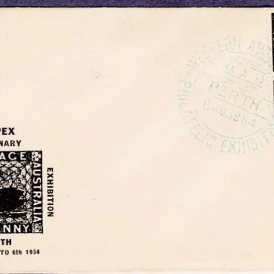 WAPEX 1954 (6th Aug) commem pmk in green on pair ...