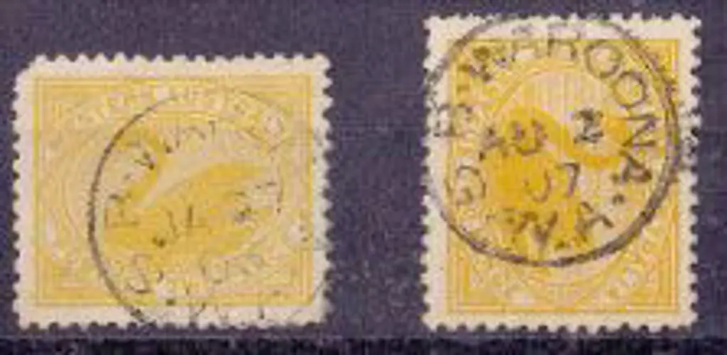 Waroona S.B. Sbv 1906 & 1907 on 2d yellow swans. ... Image 1++