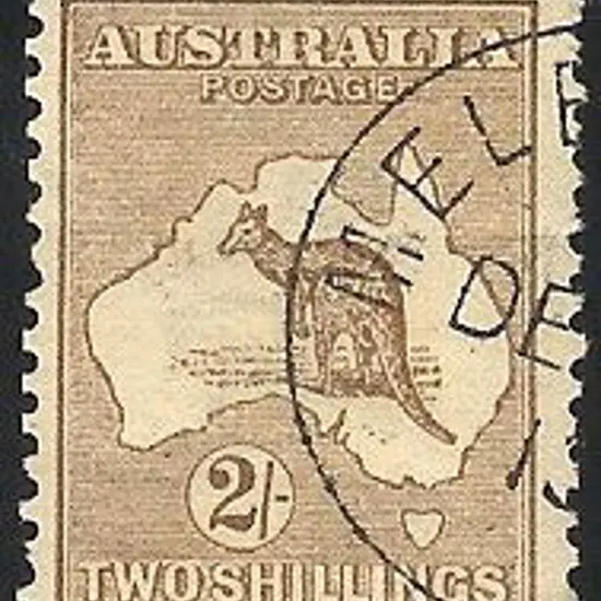 2/- brown with crisp Melbourne (CTO) cds. Trace of ...