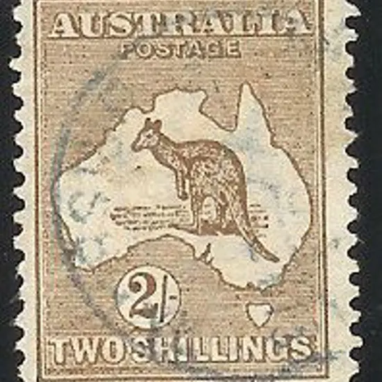 2/- brown with neat light cds in blue. SG 12 Cat. ...