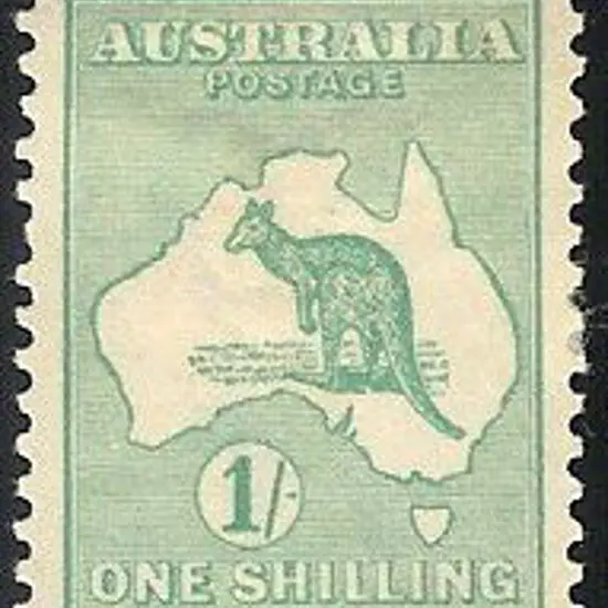 1/- blue-green. MLH  Small thin due to hinge ...