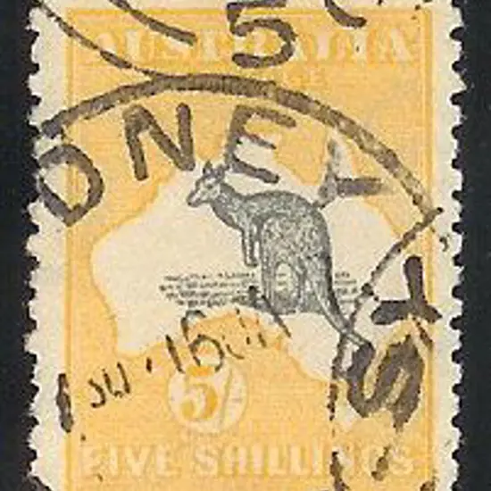 5/- grey & yellow used with Sydney cds's leaving ...