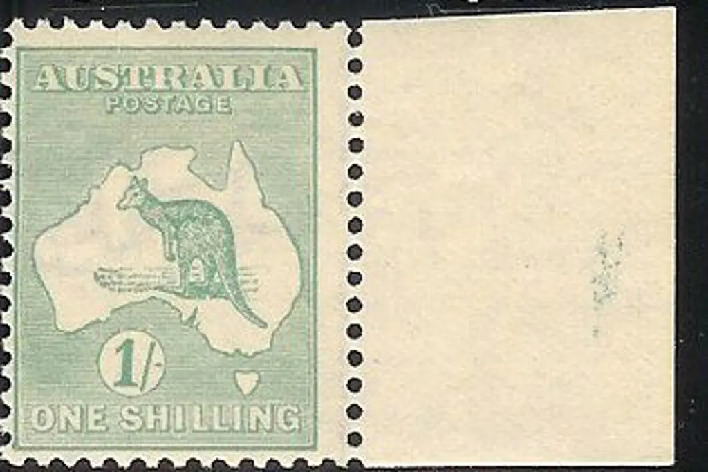 1/- blue-green Die IIB right marginal with ... Image 1++