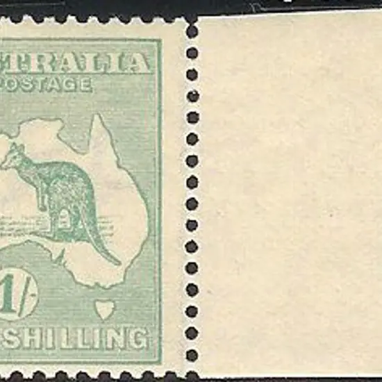 1/- blue-green Die IIB right marginal with ...