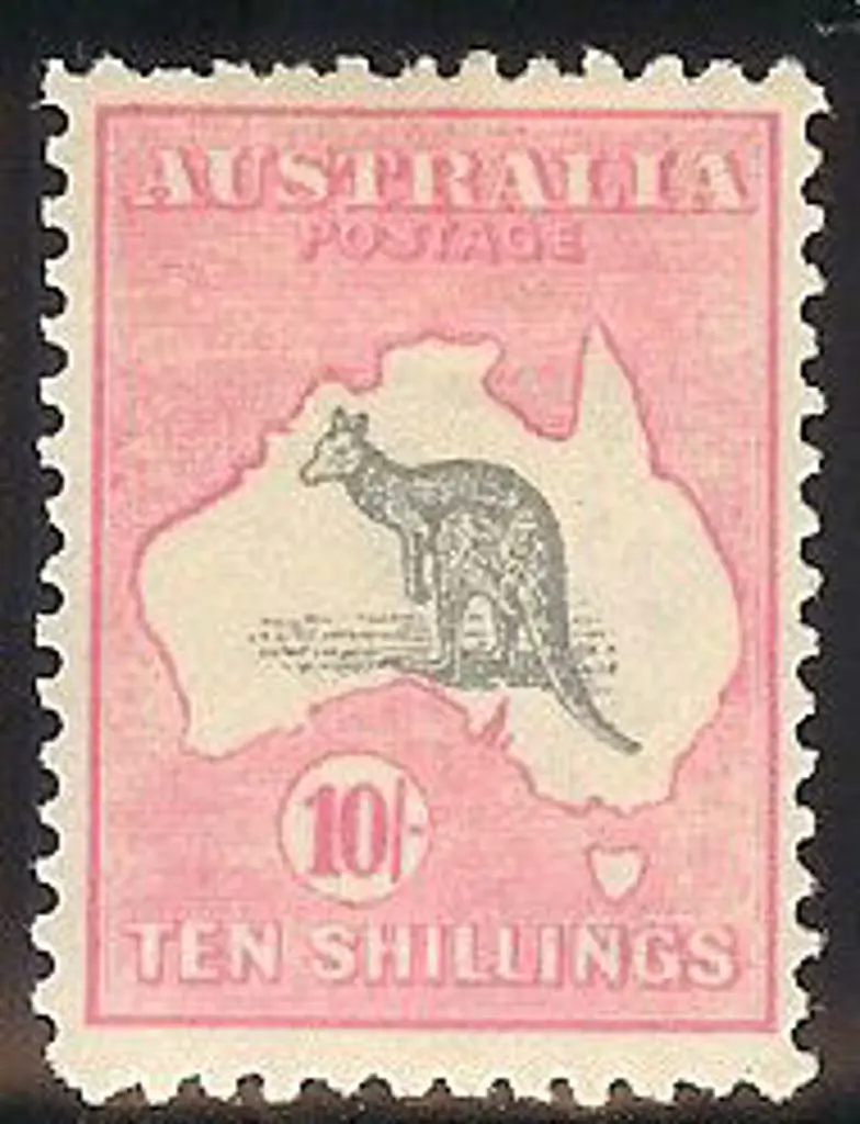10/- grey & pink. MLH but short corner perf & ... Image 1++