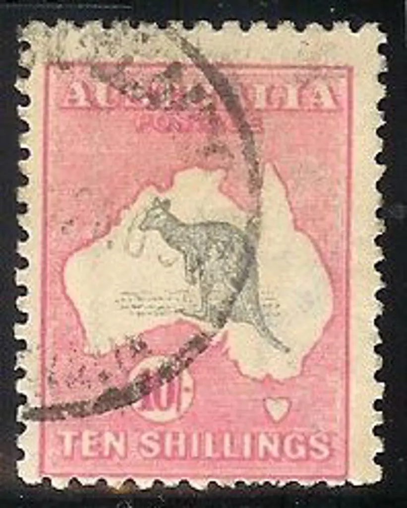 10/- grey & bright aniline pink. F/U but smudged ... Image 1++